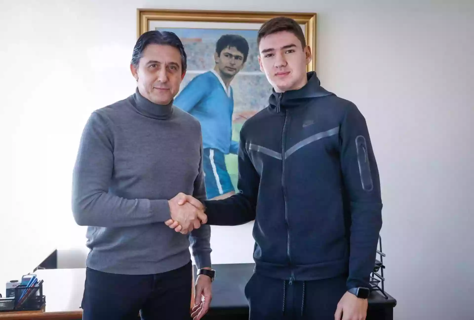 Иван Андонов и Даниел Боримиров след подписания нов договор на вратаря с Левски